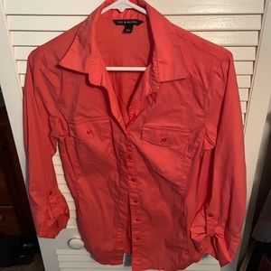 Salmon long sleeve dress top